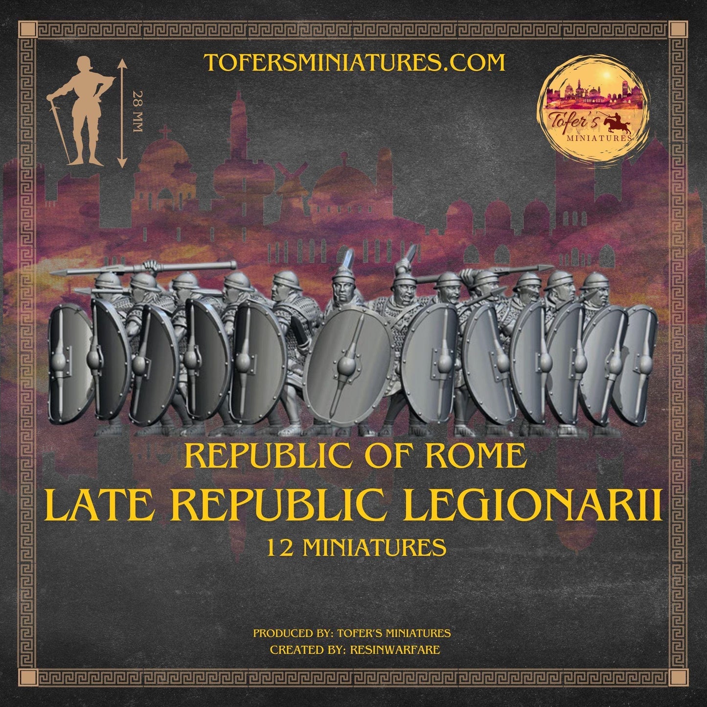 Late Republic Legionarii. Republic of Rome. 28 mm Miniatures Set of 12 Miniatures