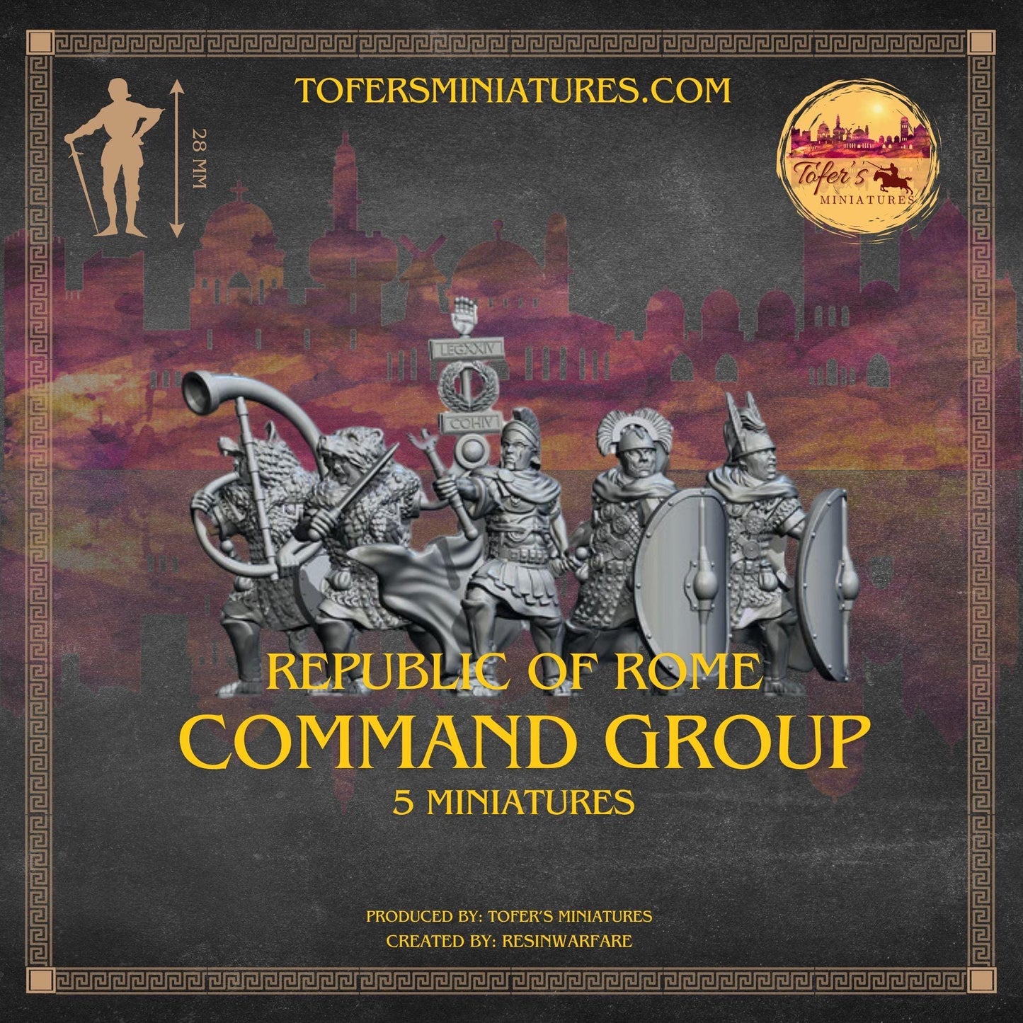 Republican Command Group. Republic of Rome. 28 mm Miniatures