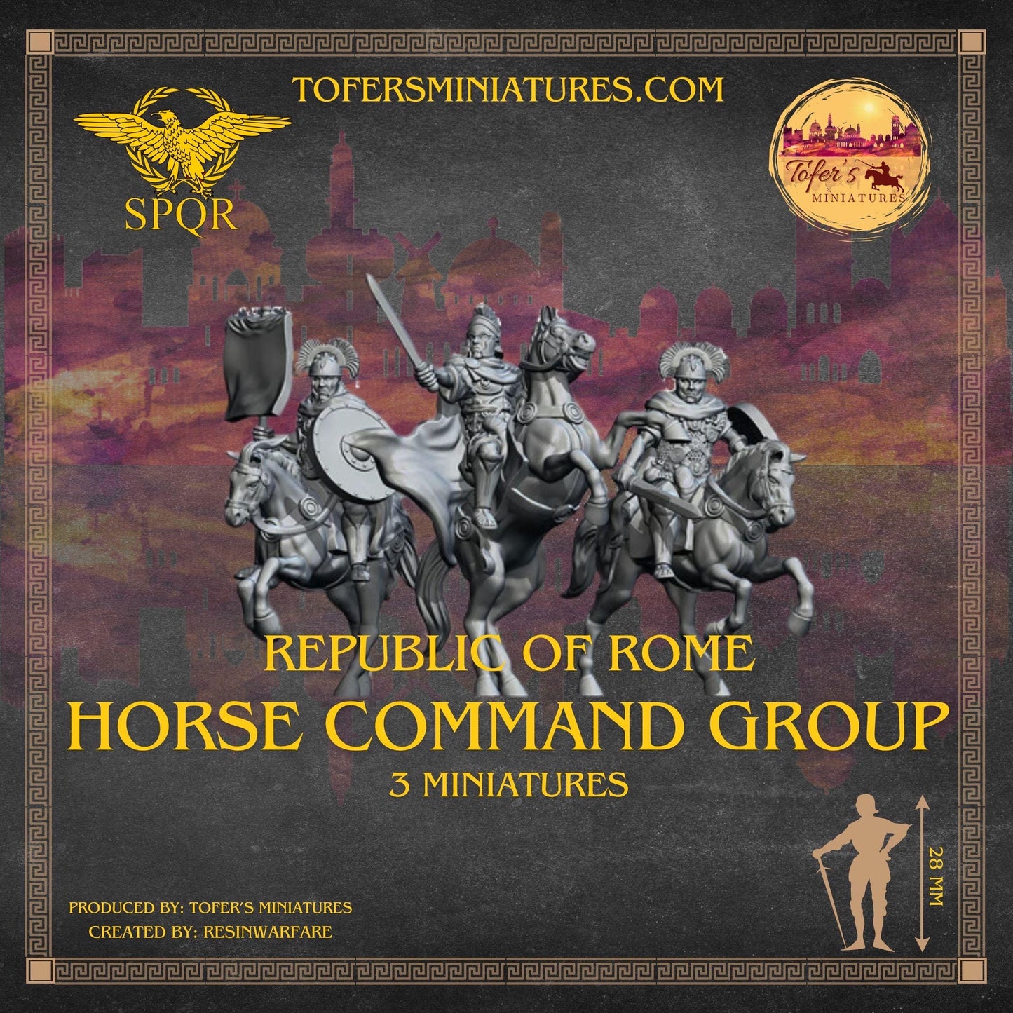 Republican Horse Command Group. Republic of Rome. 28 mm Miniatures Set of 12 Miniatures