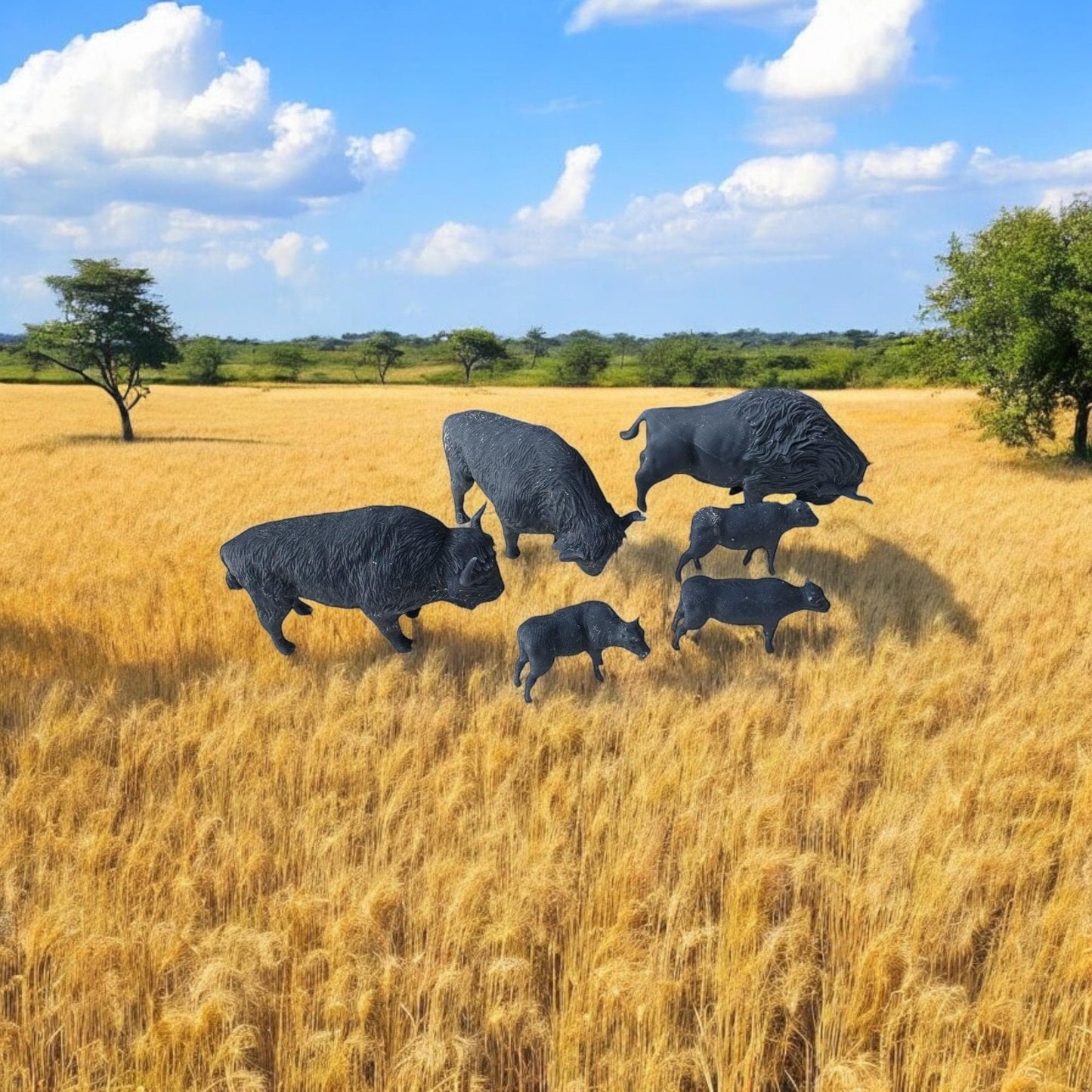 Set of 6 Buffalo Miniatures. 28 mm Miniature. Ideal for Games Like SAGA and Other Wargames. Produced by Tofer's Miniatures