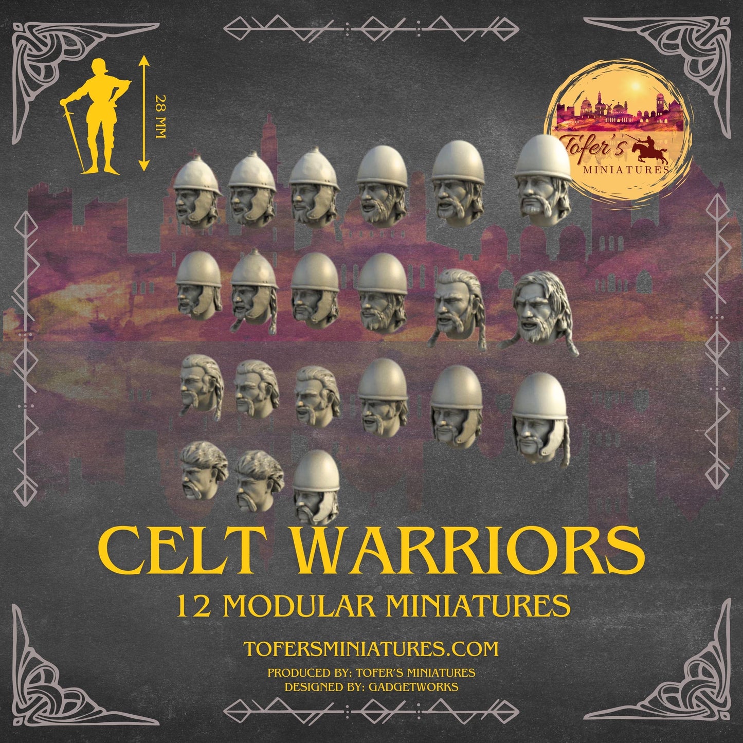 Set of 12 Unarmored Celt Warriors. 28 mm Miniatures
