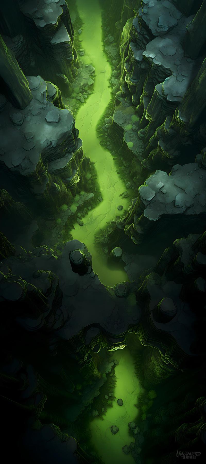 The Contaminated Canyon Battle Maps for TTRPG, D&D,5e,Roll20, Fantasy Grounds Uncharted Territories: high-resolution, digital battle maps #1