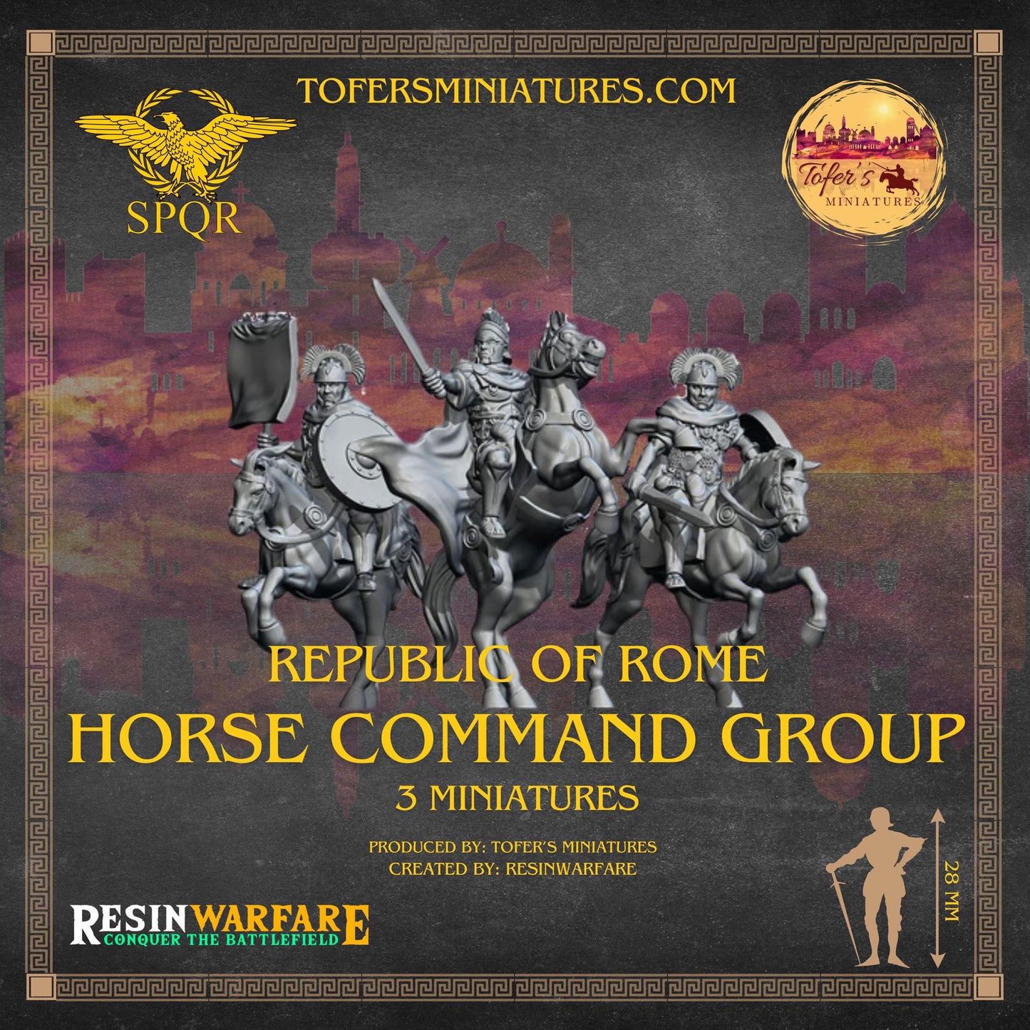 Republican Horse Command Group. Republic of Rome. 28 mm Miniatures Set of 12 Miniatures