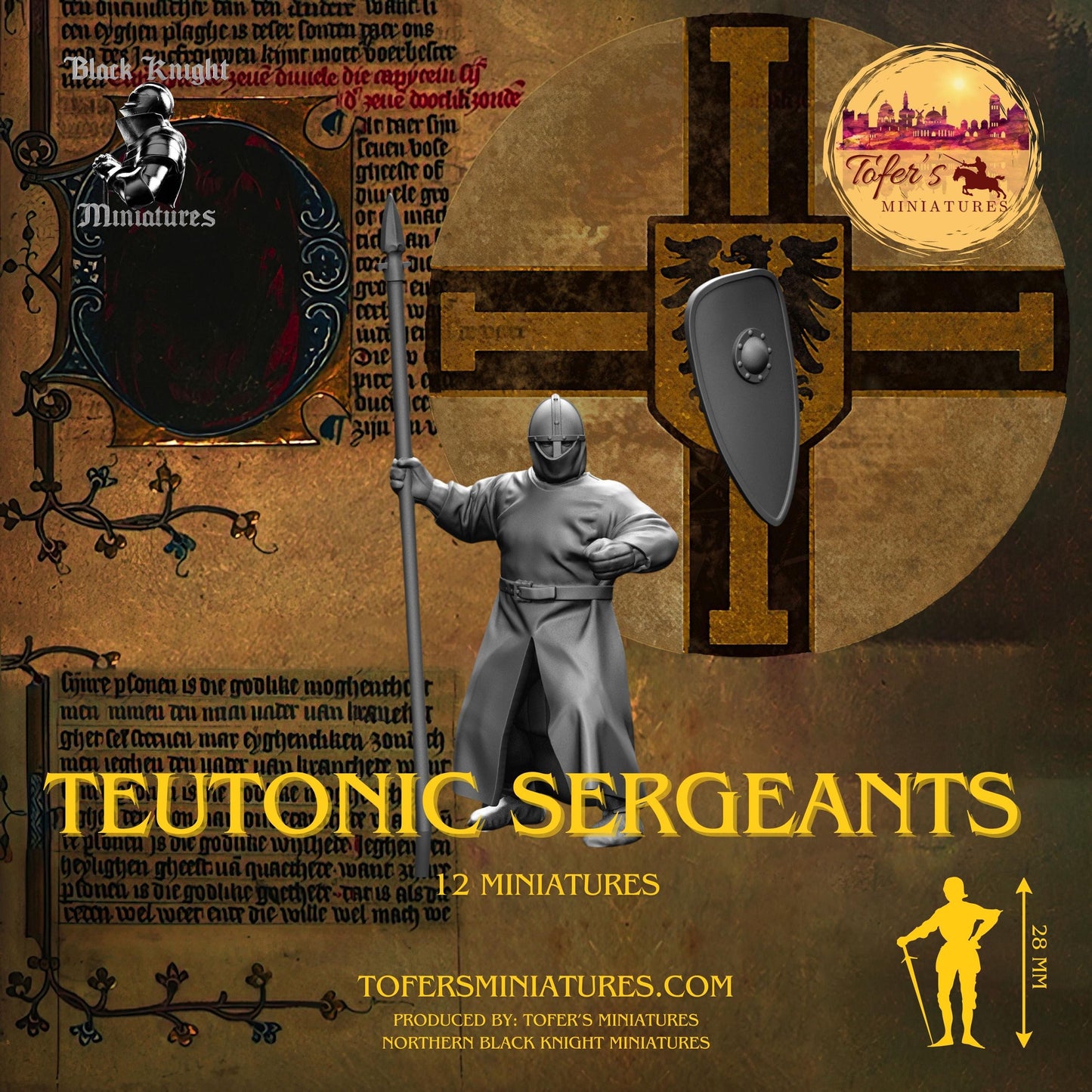 13th Century - Teutonic Sergeants. 28 mm Miniature