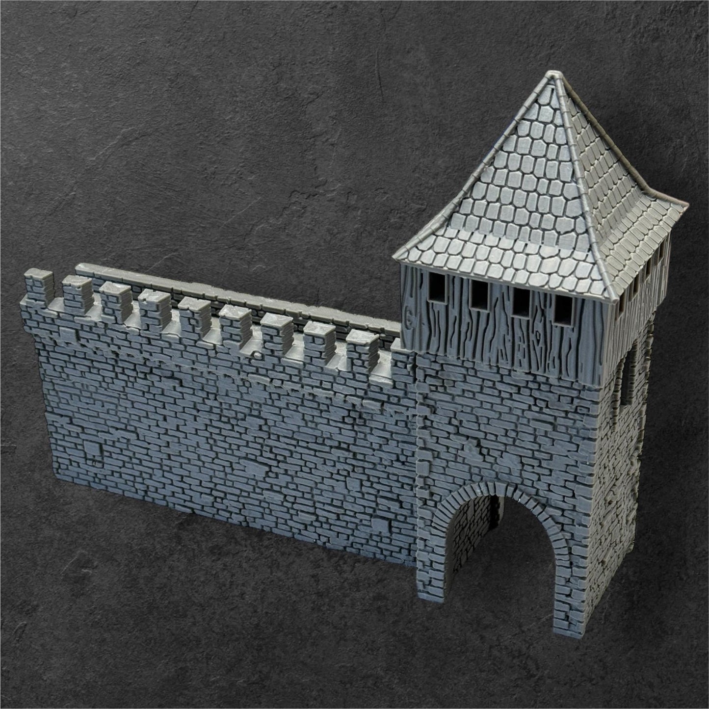 40 mm Medieval Modular Castle Gates and Wall (Straight).. Historical Wargaming by Tofer’s Miniatures