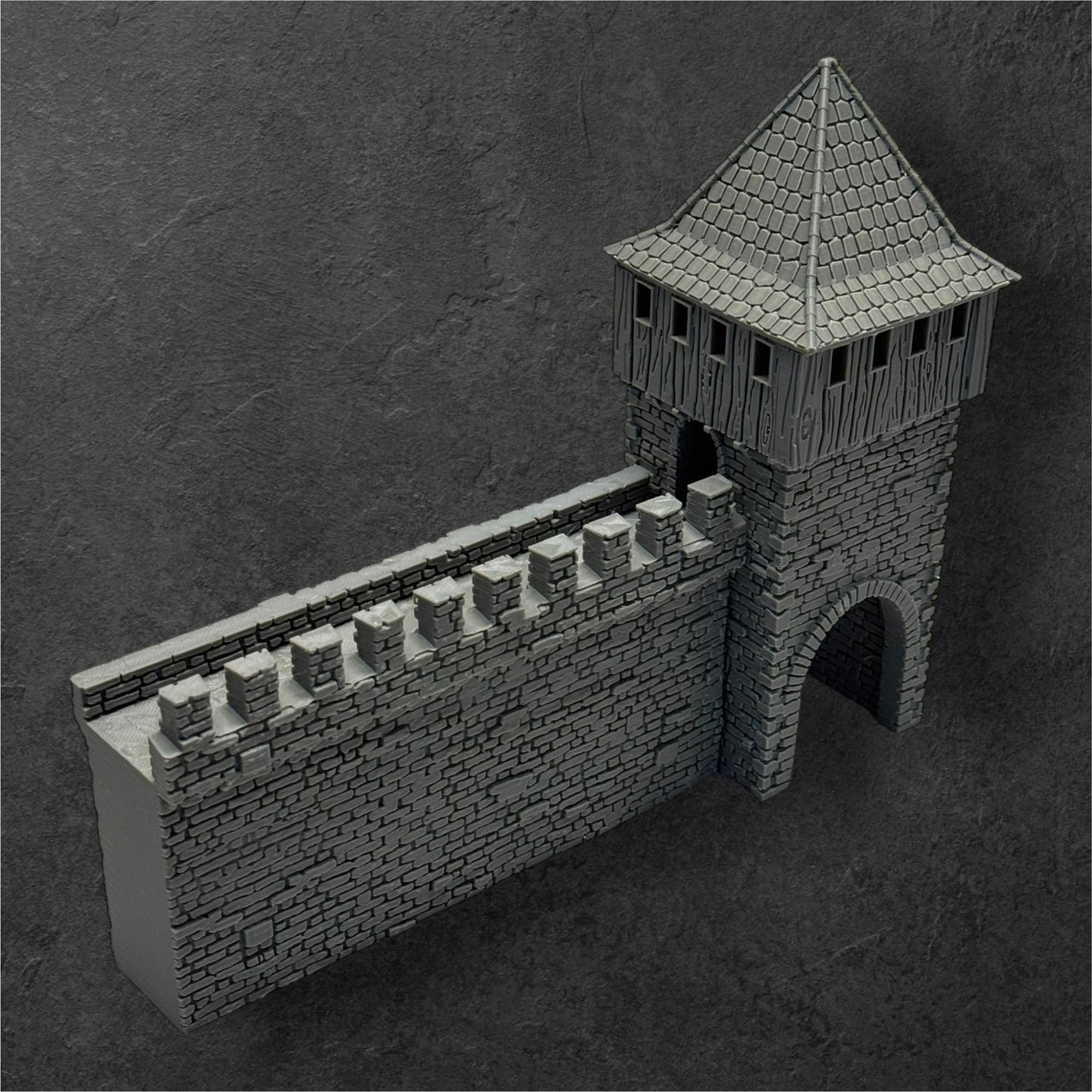 40 mm Medieval Modular Castle Gates and Wall (Straight).. Historical Wargaming by Tofer’s Miniatures