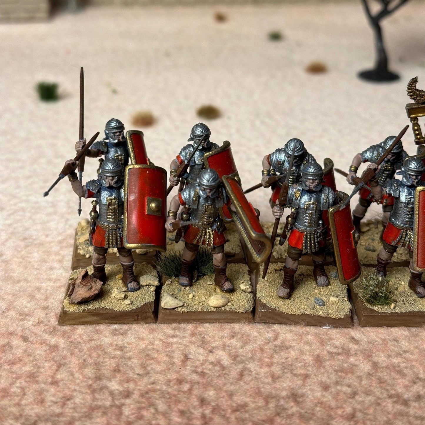 PAINTED Set of 12 Painted Roman Empire Legionaries. 28 mm Miniatures. Ideal for games like Hail Caesar and other wargames.