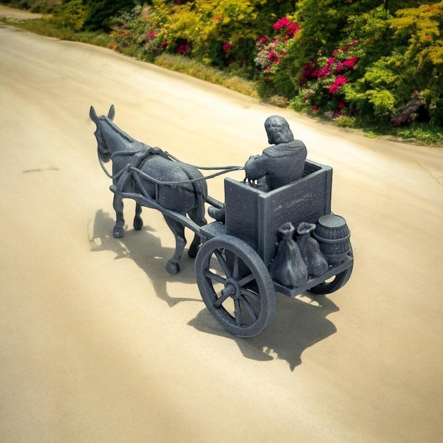 Medieval Donkey With Cart. 28 mm