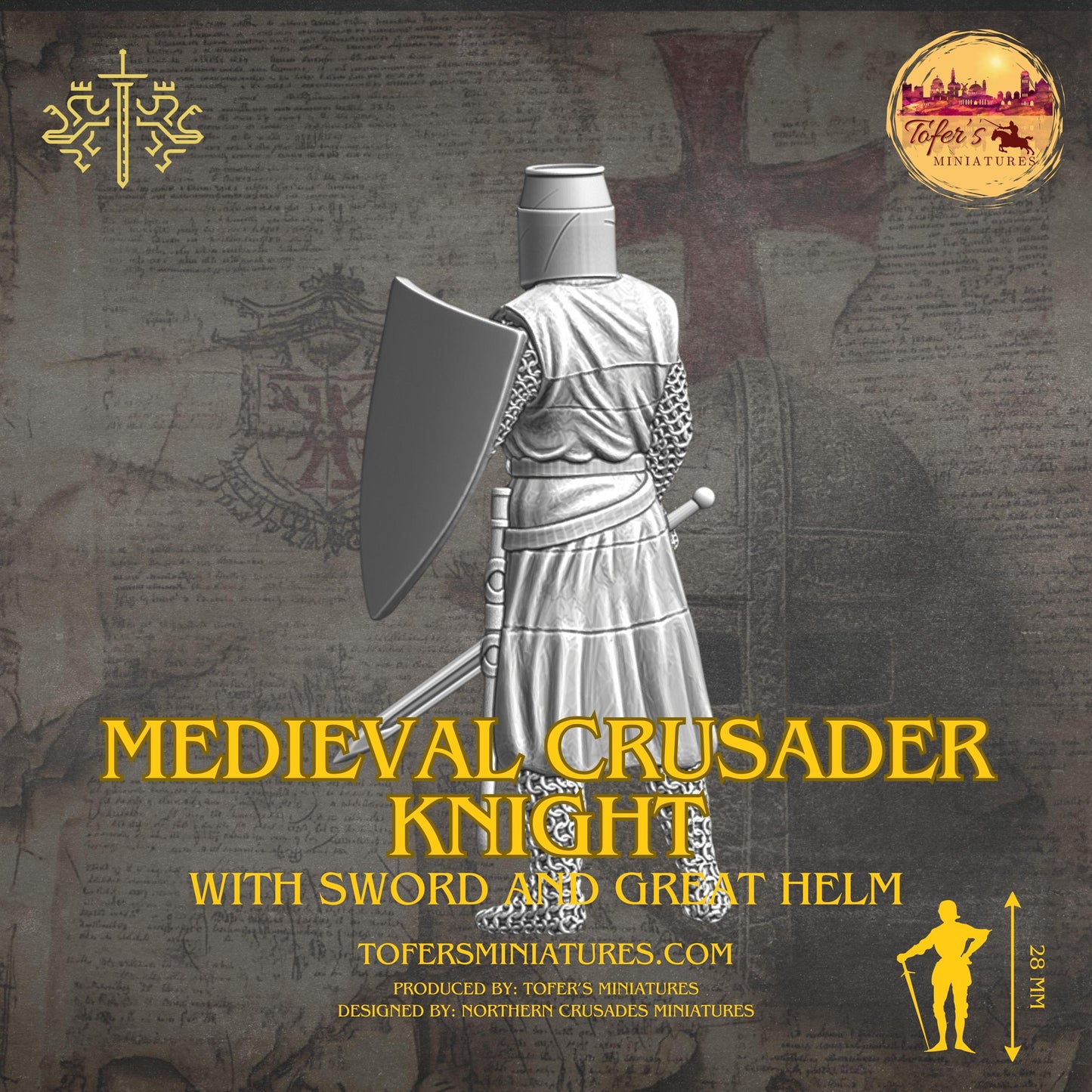 Medieval Crusader Knight sword and great helm