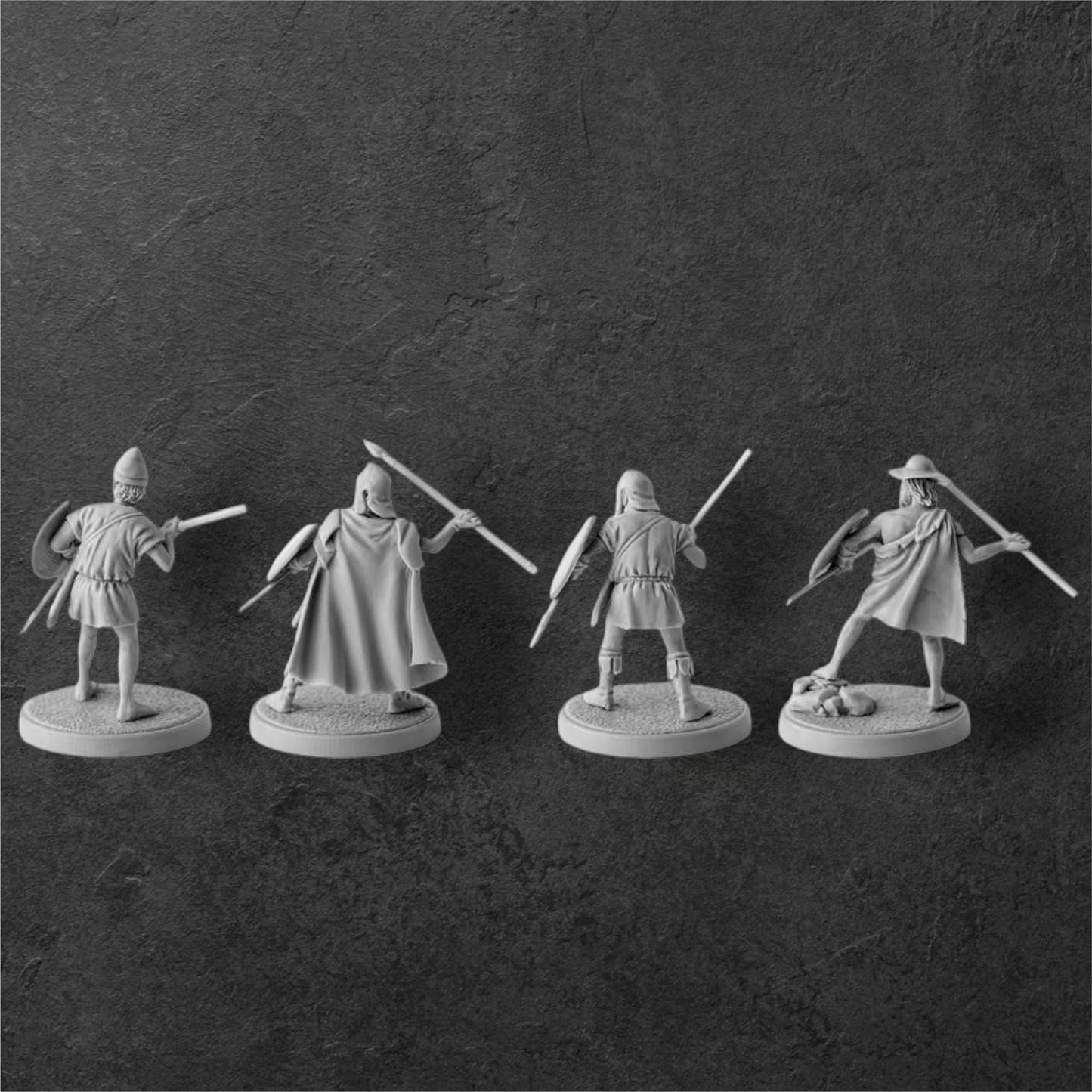 Greek Peltasts. 28 mm Miniatures (Set of 4) by V&V Miniatures