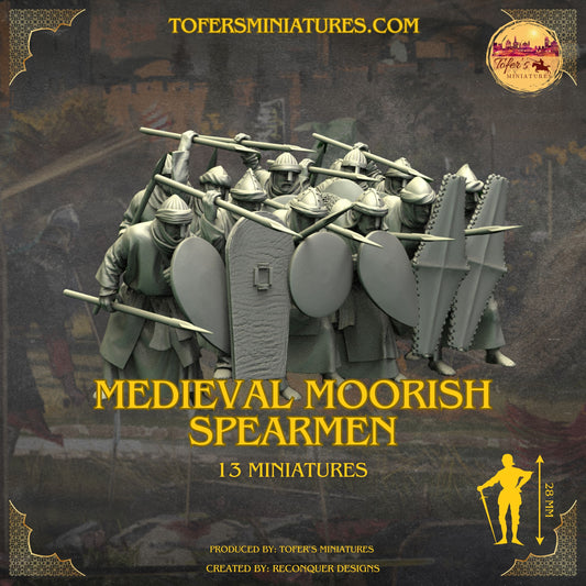 Medieval Moorish Spearmen. 28 mm