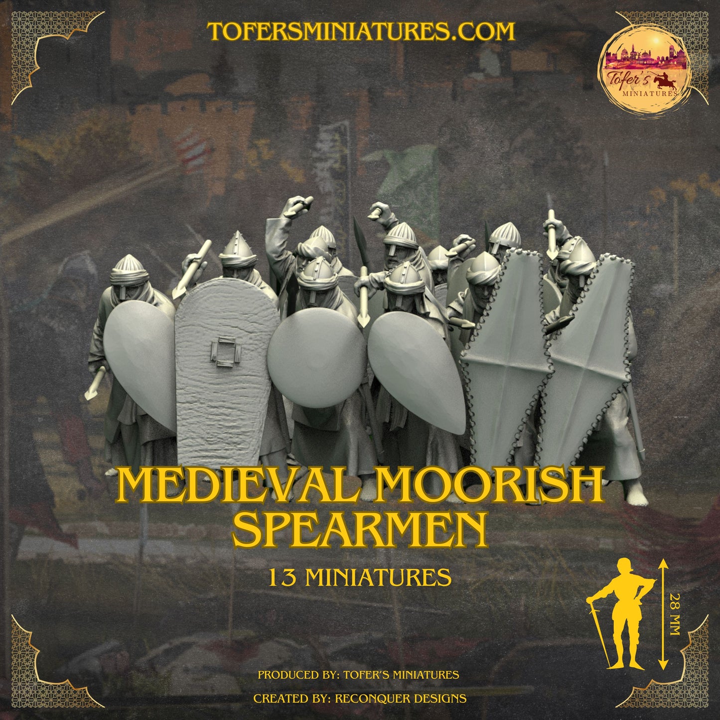 Medieval Moorish Spearmen. 28 mm