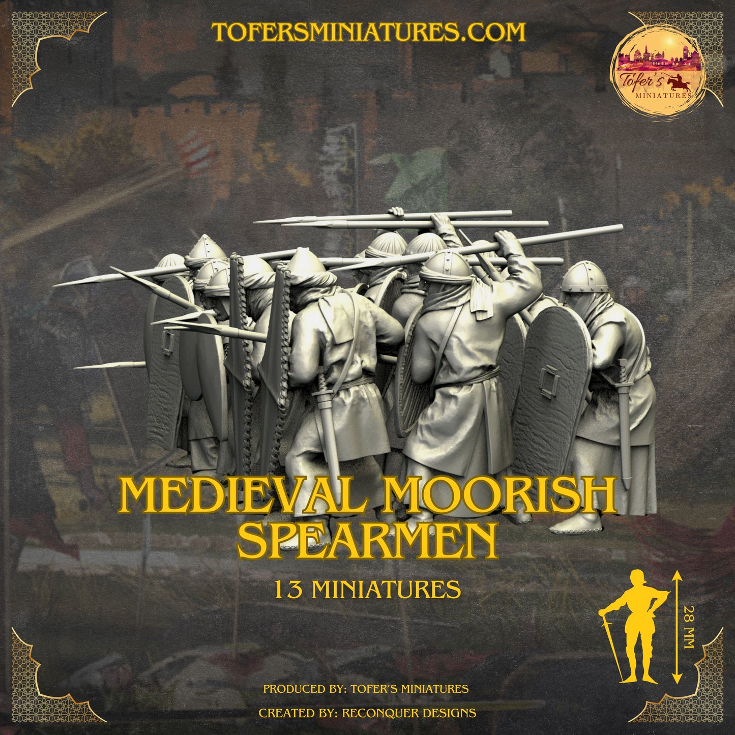 Medieval Moorish Spearmen. 28 mm