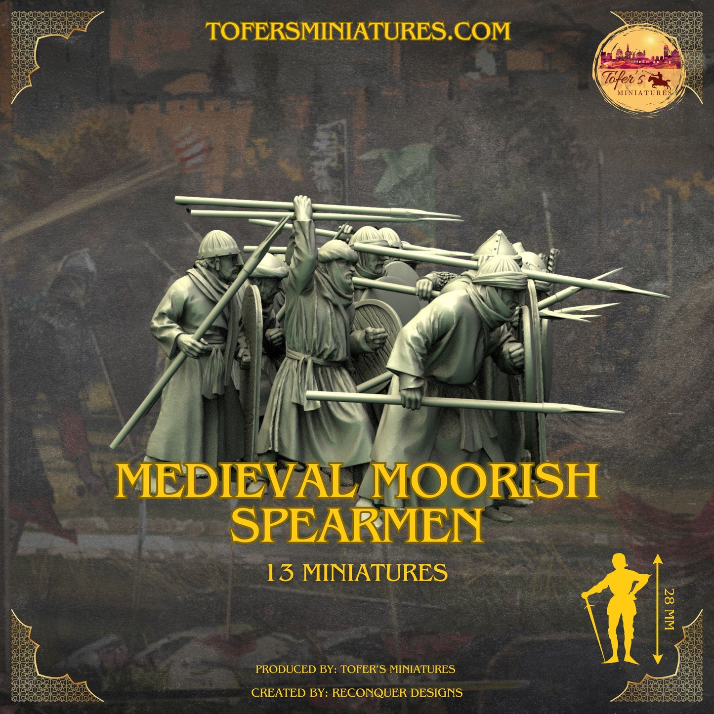 Medieval Moorish Spearmen. 28 mm