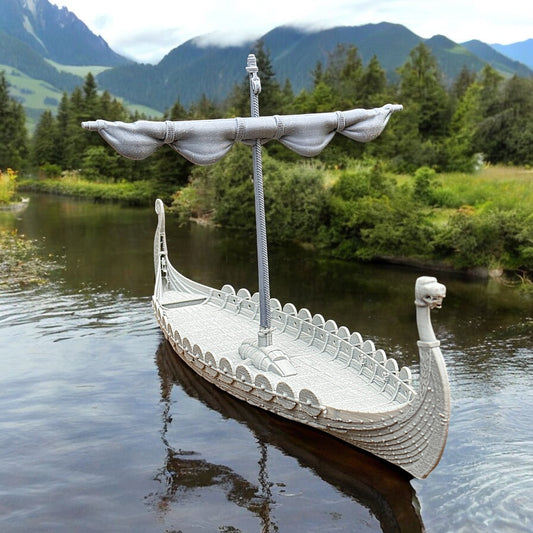 Viking Ship Model - No oars | Viking’s Longboat with shields. 28 mm scale