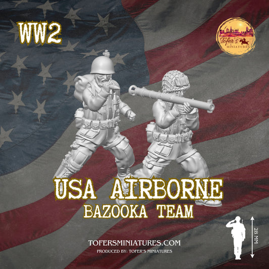 USA Airborne BAZOOKA Team #1 (US, WW2) - Bolt Action 1/56 (28mm) scale  28 mm Miniatures