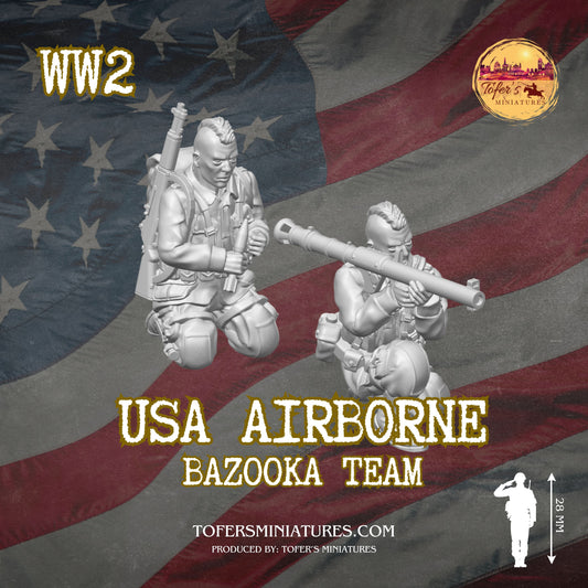 USA Airborne BAZOOKA Team #2 (US, WW2) - Bolt Action 1/56 (28mm) scale  28 mm Miniatures