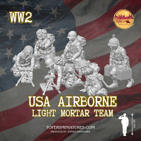 USA Airborne Light Mortar Team (US, WW2) - Bolt Action 1/56 (28mm) scale  28 mm Miniatures
