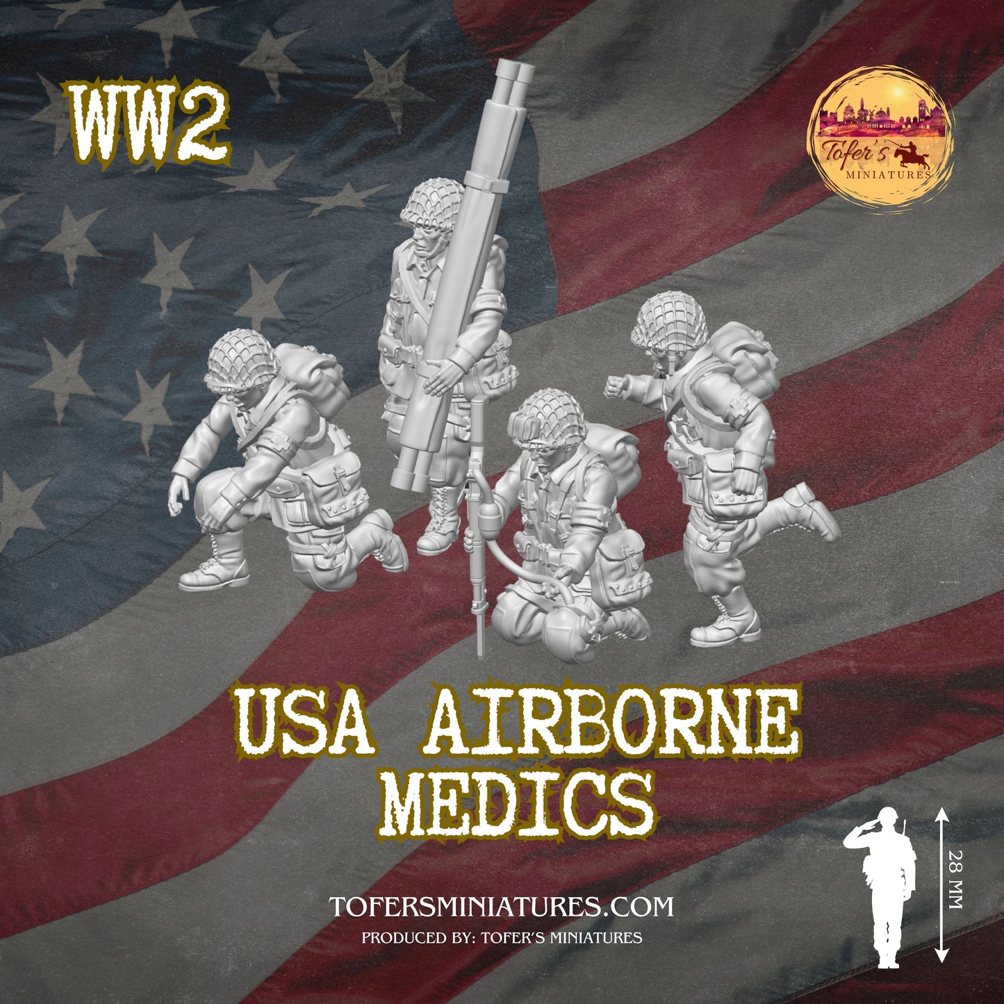 USA Airborne MEDICS (US, WW2) - Bolt Action 1/56 (28mm) scale  28 mm Miniatures