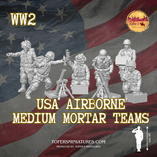 USA Airborne Medium Mortar Team (US, WW2) - Bolt Action 1/56 (28mm) scale  28 mm Miniatures