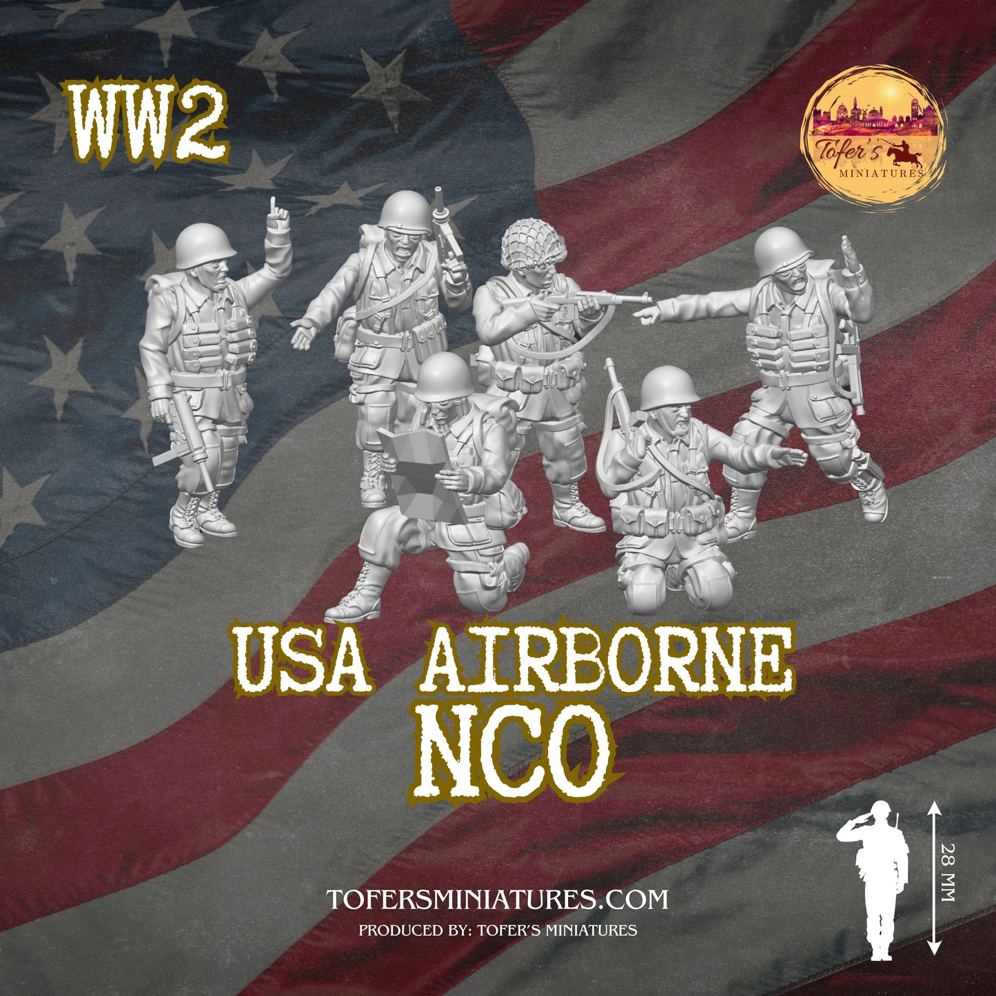 USA Airborne NCO (US, WW2) - Bolt Action 1/56 (28mm) scale  28 mm Miniatures