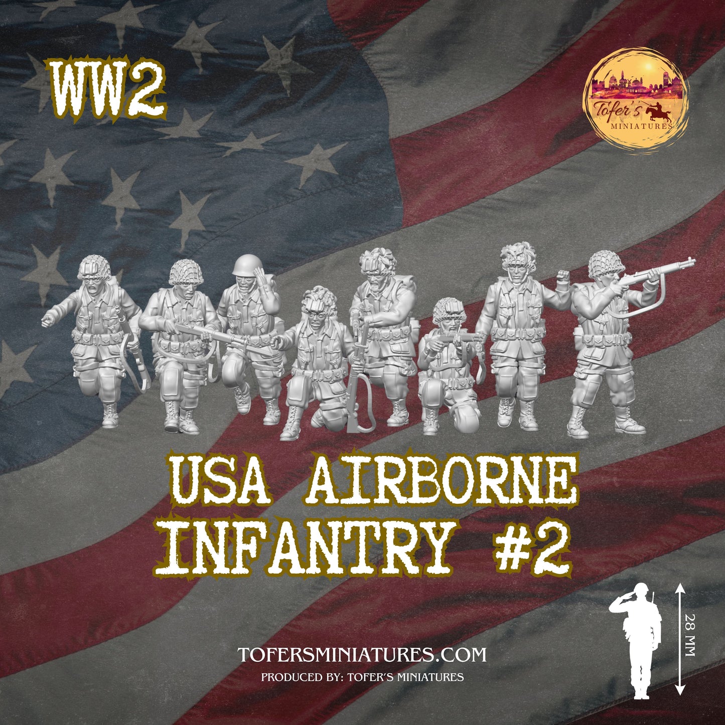 USA Airborne Infantry #2 (US, WW2) - Bolt Action 1/56 (28mm) scale  28 mm Miniatures