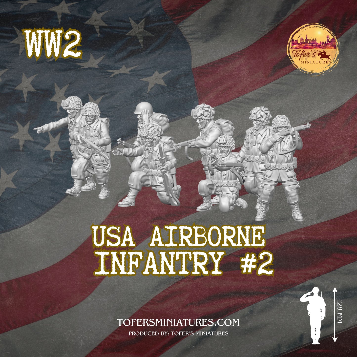 USA Airborne Infantry #2 (US, WW2) - Bolt Action 1/56 (28mm) scale  28 mm Miniatures