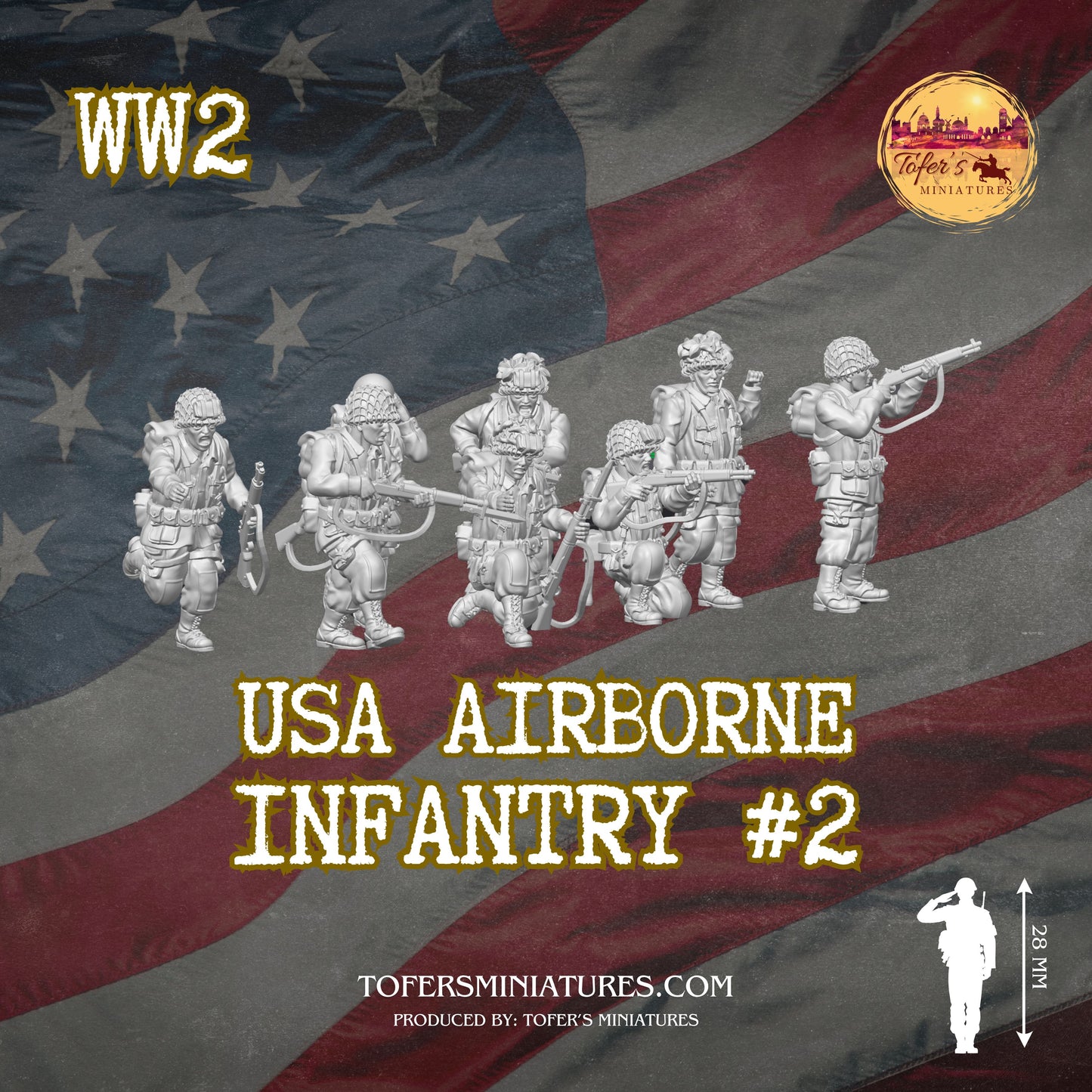 USA Airborne Infantry #2 (US, WW2) - Bolt Action 1/56 (28mm) scale  28 mm Miniatures