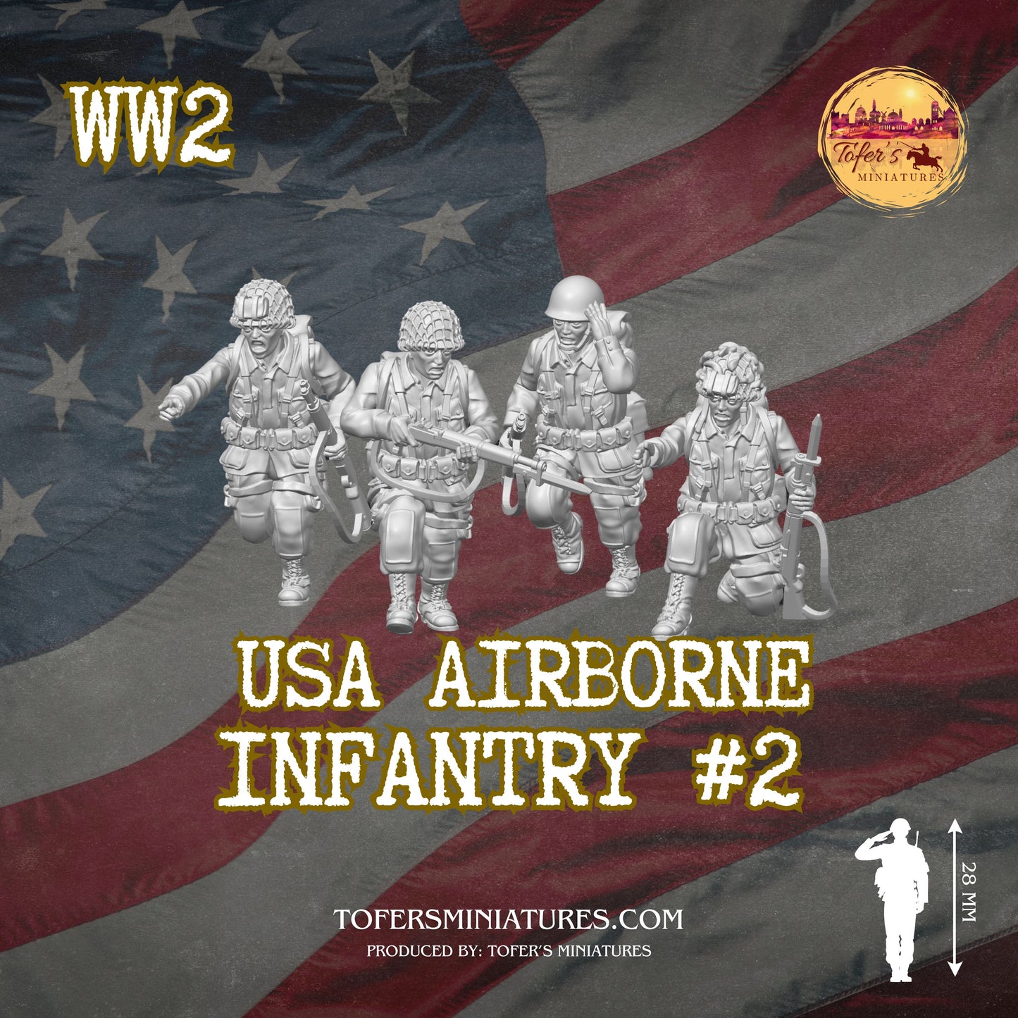 USA Airborne Infantry #2 (US, WW2) - Bolt Action 1/56 (28mm) scale  28 mm Miniatures