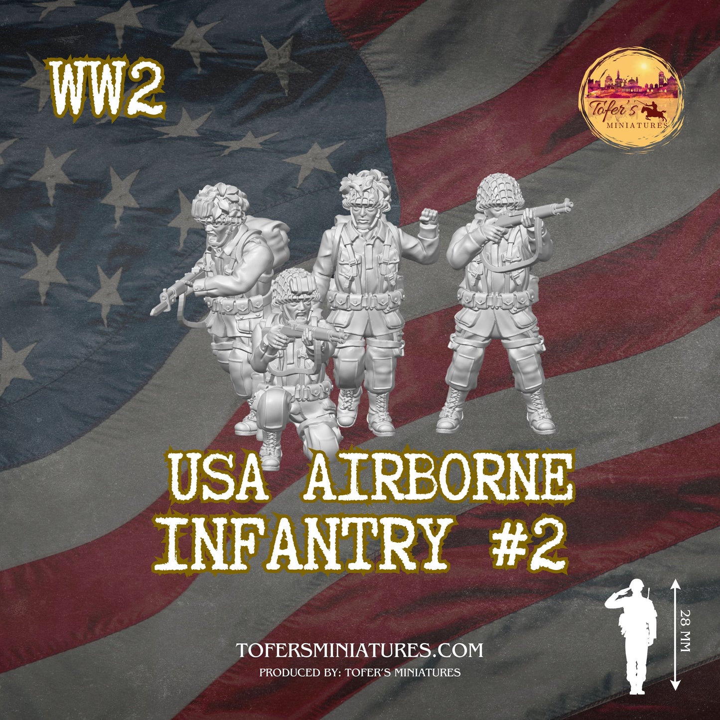 USA Airborne Infantry #2 (US, WW2) - Bolt Action 1/56 (28mm) scale  28 mm Miniatures