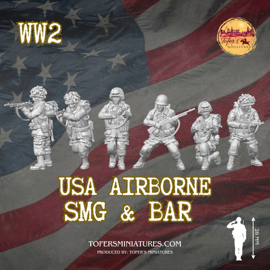 USA Airborne SMG & BAR  (US, WW2) - Bolt Action 1/56 (28mm) scale  28 mm Miniatures