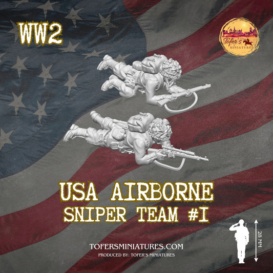 USA Airborne Sniper Team #1 (US, WW2) - Bolt Action 1/56 (28mm) scale  28 mm Miniatures