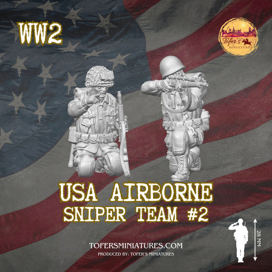 USA Airborne Sniper Team #2 (US, WW2) - Bolt Action 1/56 (28mm) scale  28 mm Miniatures