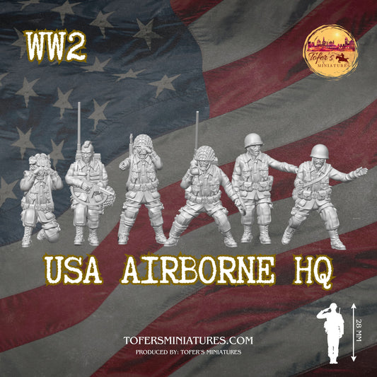 USA Airborne HQ (US, WW2) - Bolt Action 1/56 (28mm) scale  28 mm Miniatures