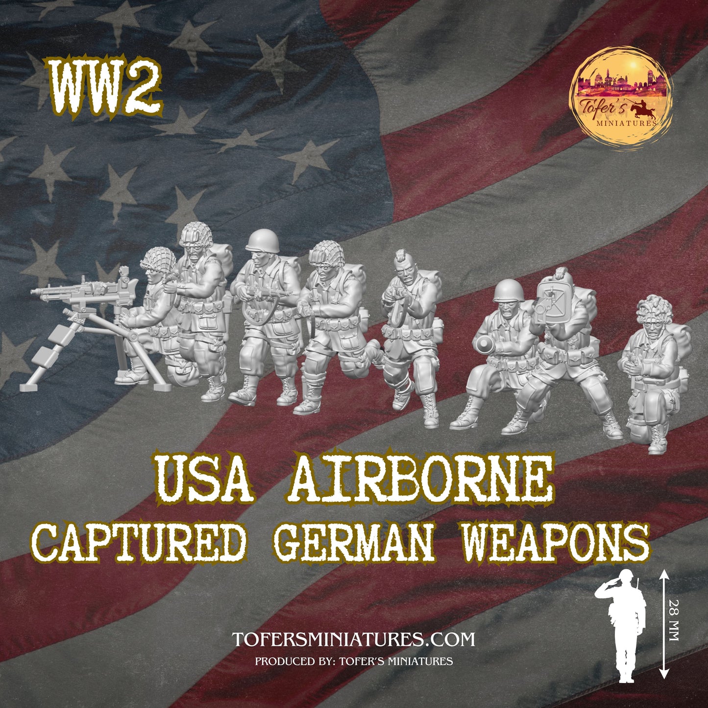 USA Airborne with Captured German Weapons (US, WW2) - Bolt Action 1/56 (28mm) scale  28 mm Miniatures