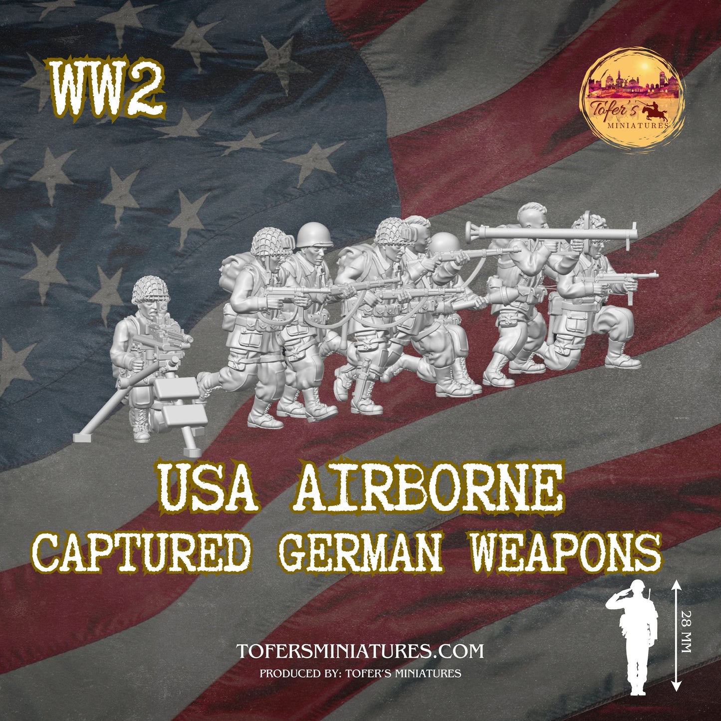USA Airborne with Captured German Weapons (US, WW2) - Bolt Action 1/56 (28mm) scale  28 mm Miniatures