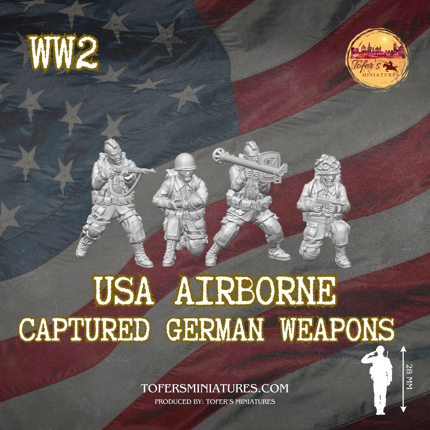 USA Airborne with Captured German Weapons (US, WW2) - Bolt Action 1/56 (28mm) scale  28 mm Miniatures
