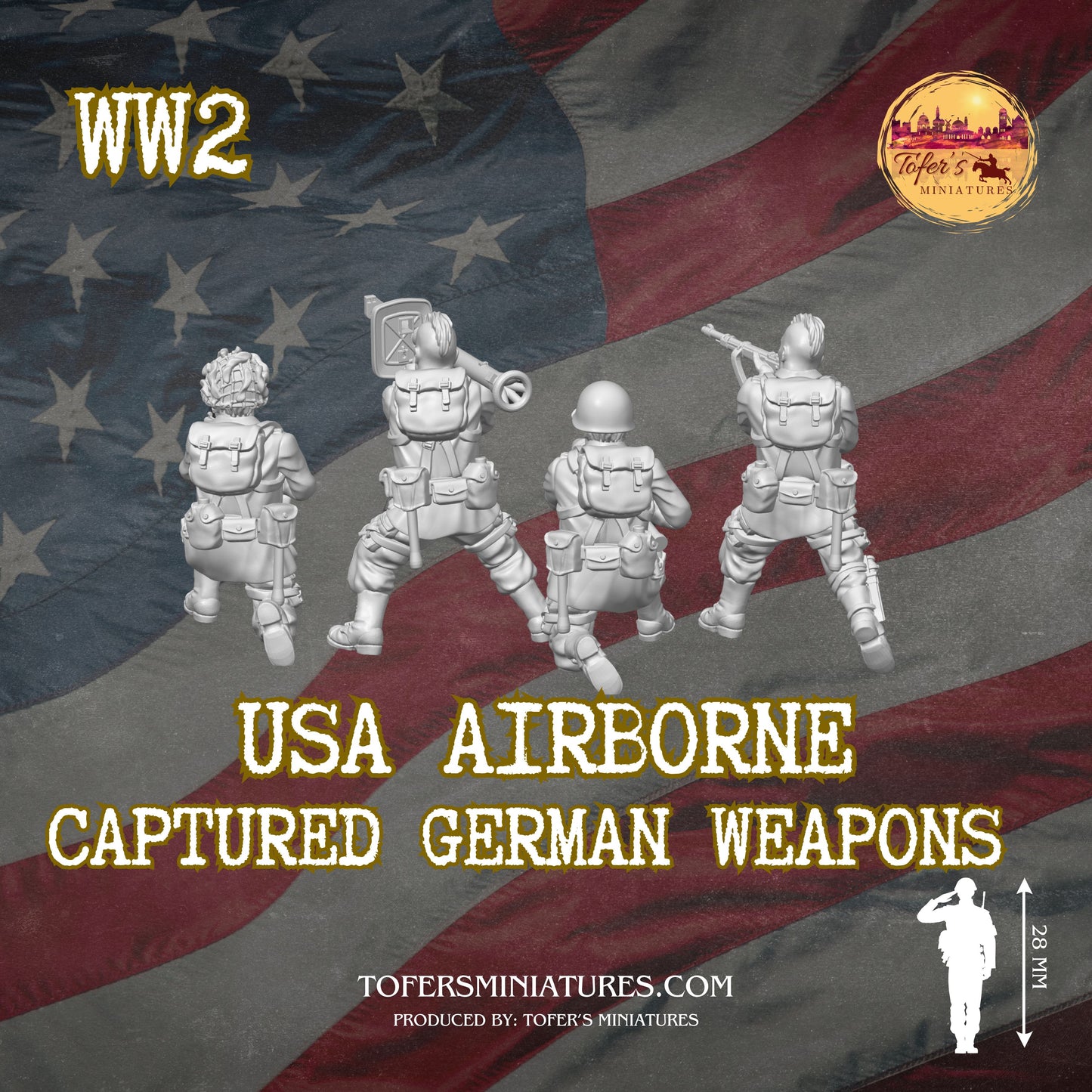 USA Airborne with Captured German Weapons (US, WW2) - Bolt Action 1/56 (28mm) scale  28 mm Miniatures