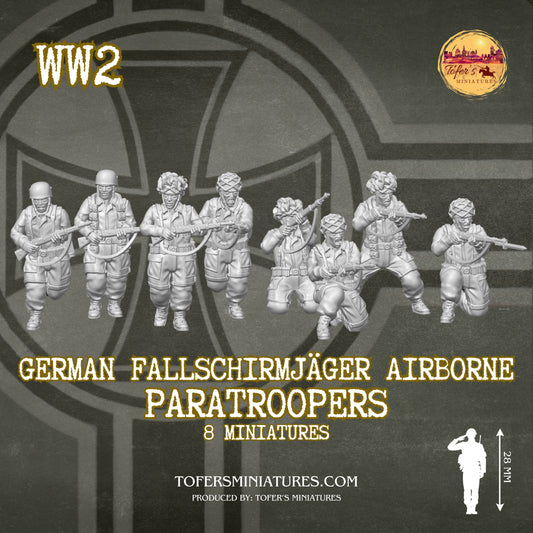 German Fallschirmjäger Airborne Paratroopers Infantry (Germany, WW2) - Bolt Action 1/56 (28mm) scale  28 mm Miniatures