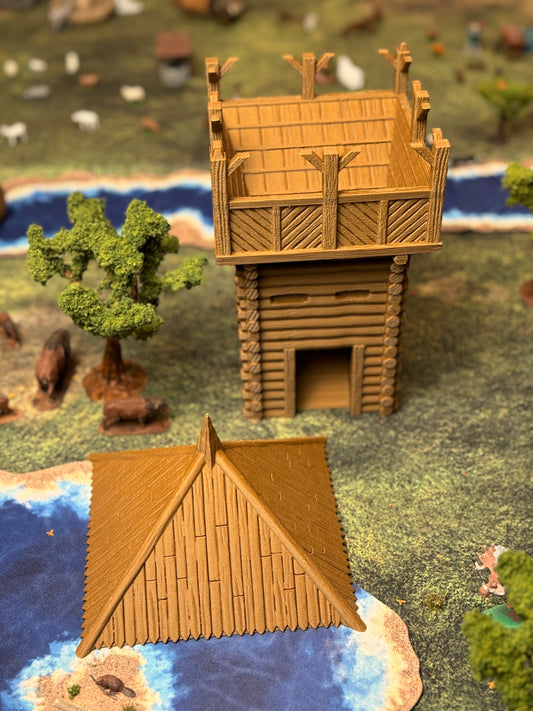 Dice Medieval Tower. Vikings / Rus Tower Perfect for Historical Wargames such as SAGA, Pillage.  Produced by Tofer’s Miniatures