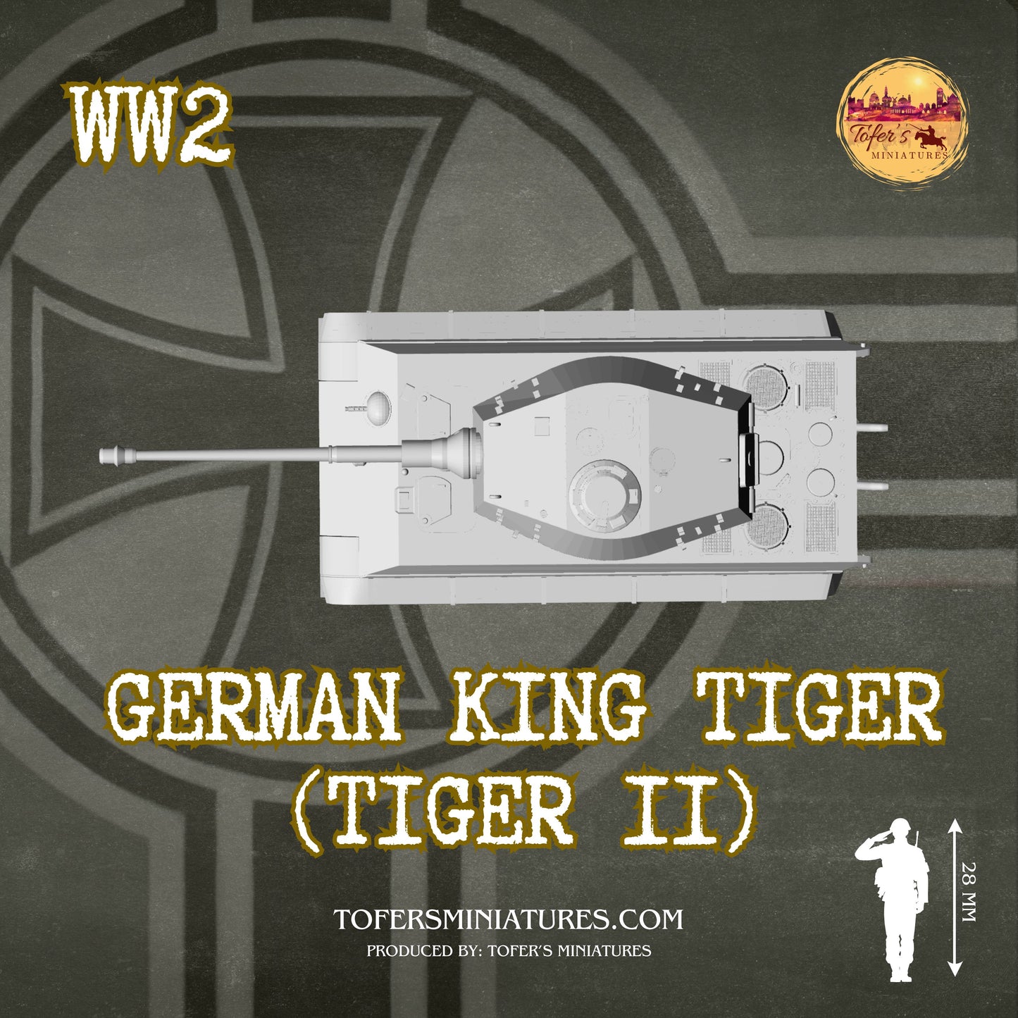 German King Tiger (Tiger II) (German, WW2) - Bolt Action 1/56 (28mm) scale  28 mm Miniatures (Copy)