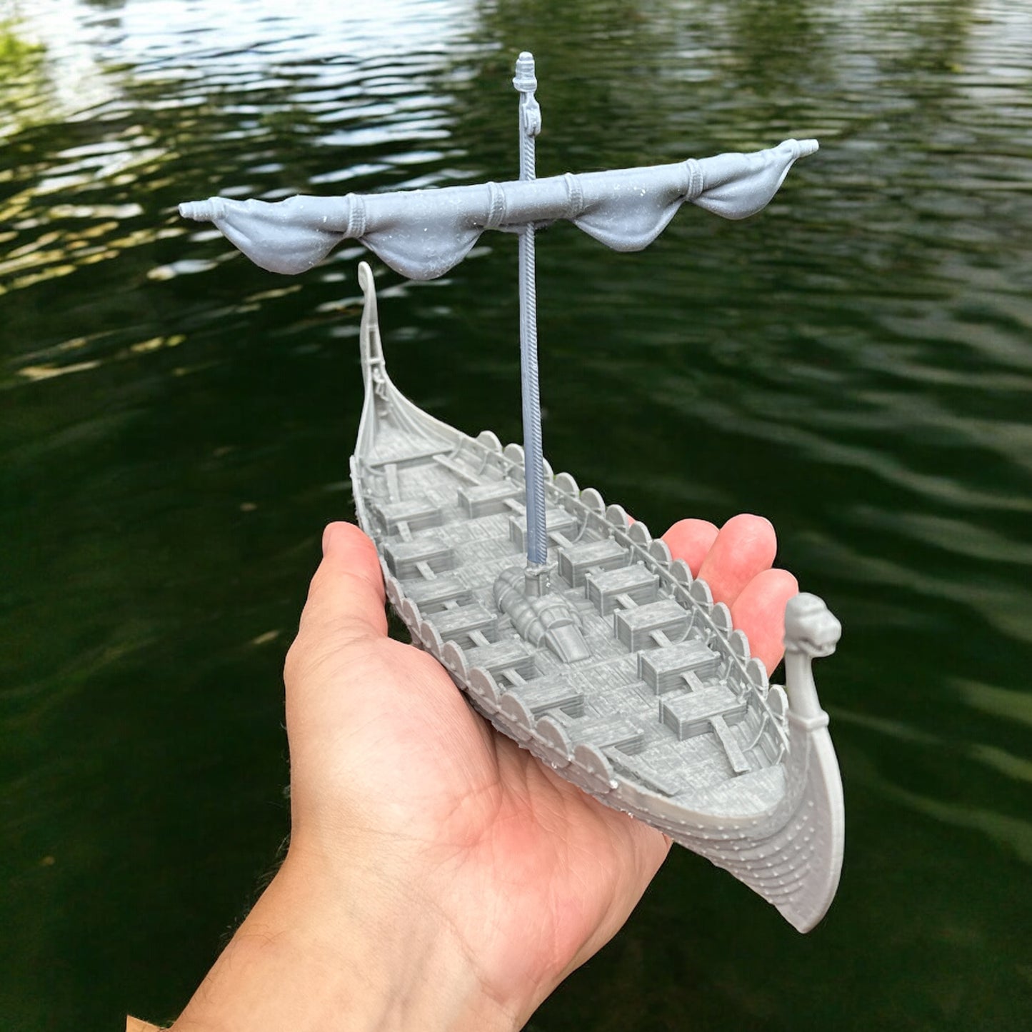 Viking Ship Model - No oars With Seats | Viking’s Longboat with shields. 28 mm scale