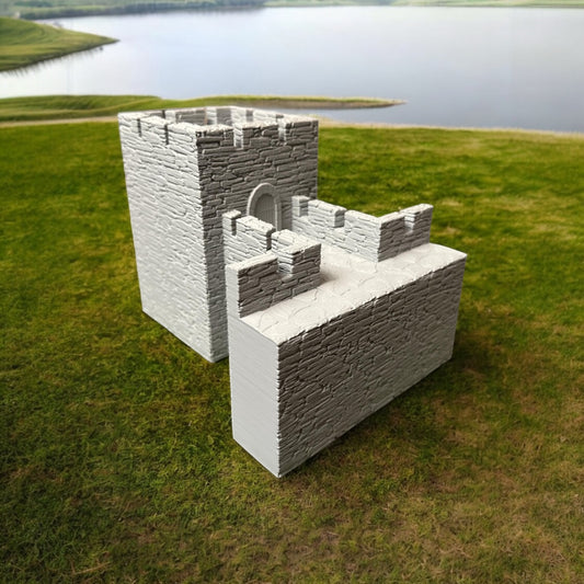Medieval Tower with the Wall. 28mm scale. Modular Castle