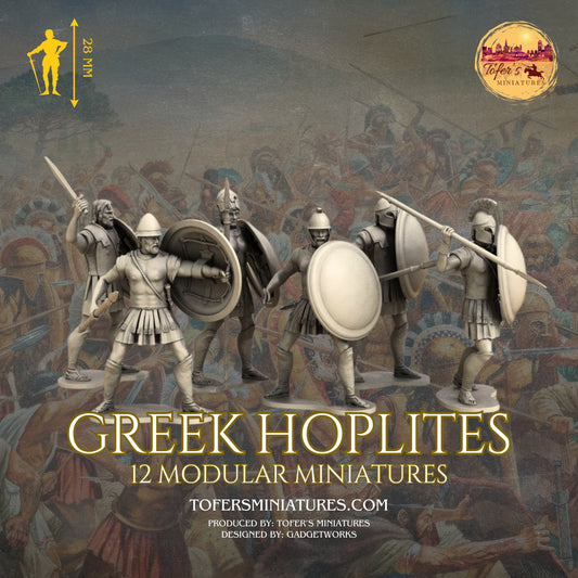 Greek Hoplites Modular Miniatures. 28 mm Miniatures (Set of 12)