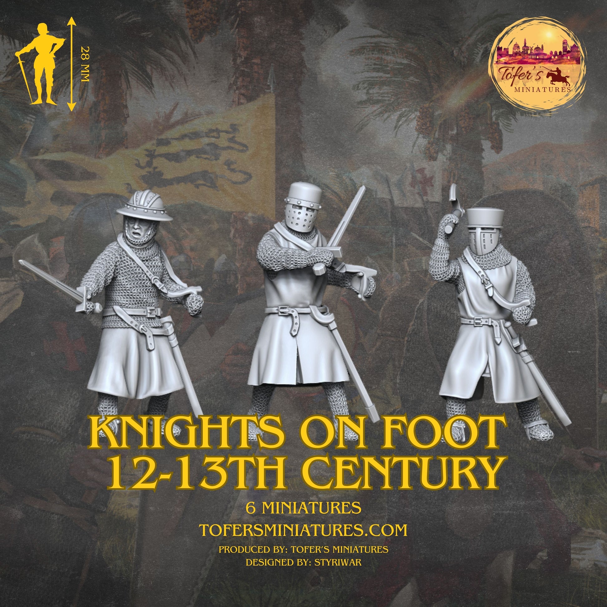 Medieval Knights on foot 12-13th Century By Tofer's Miniatures