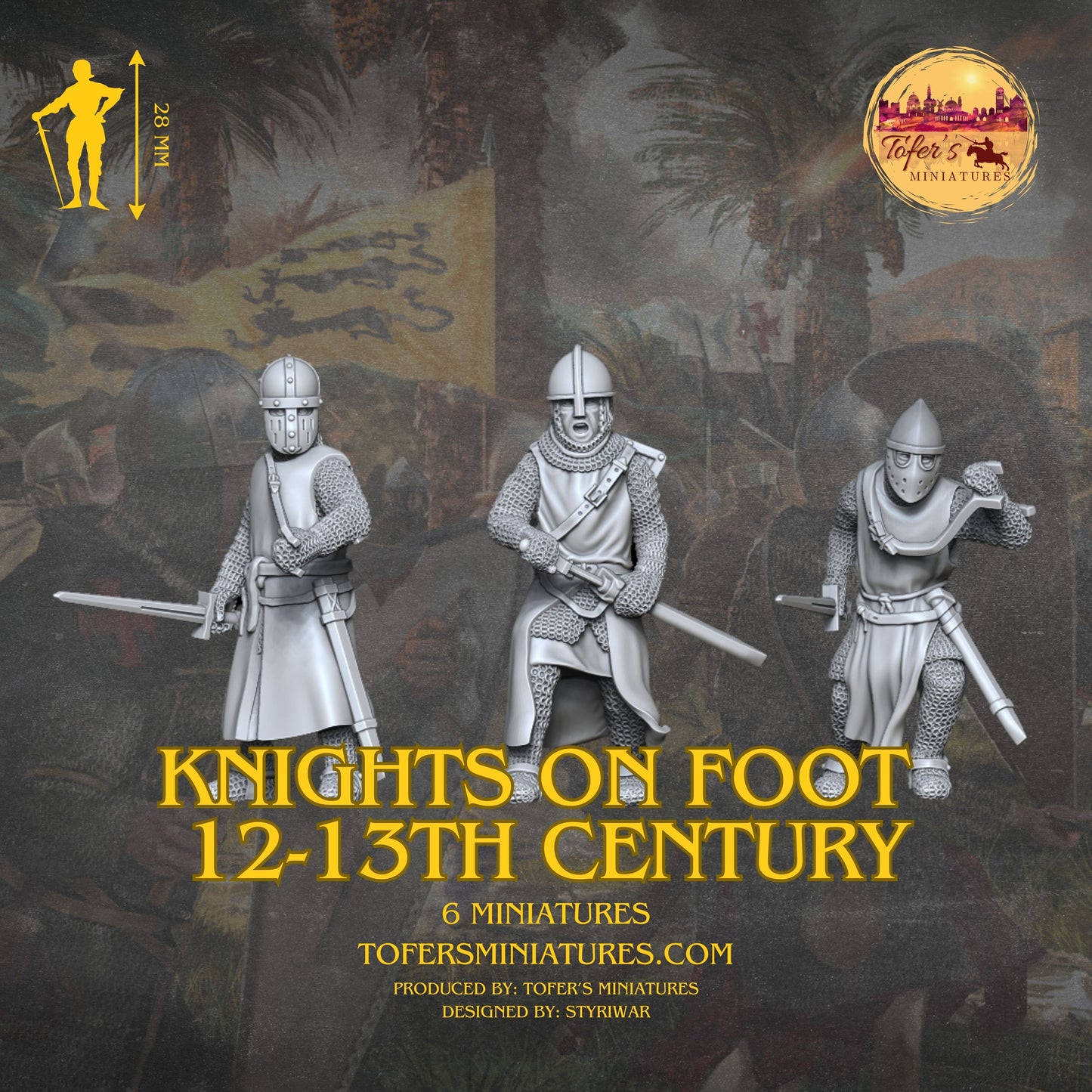 Medieval Knights on foot 12-13th Century By Tofer's Miniatures