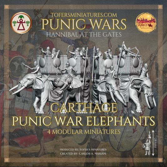 Product packaging for Carthage Punic War Elephants miniatures set with elephants and soldiers.