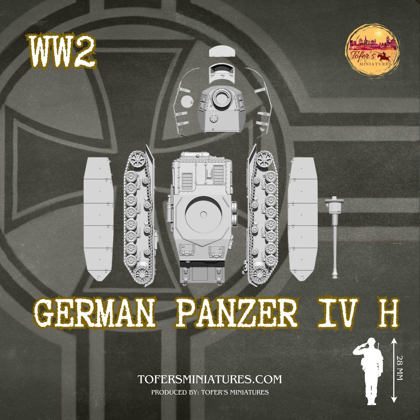 German Panzer IV H Tank  (German, WW2) - Bolt Action 1/56 (28mm) scale  28 mm Miniatures
