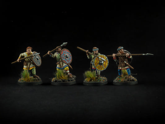 Set of 4 Vikings with spears. . 28 mm Miniatures (Set #5)