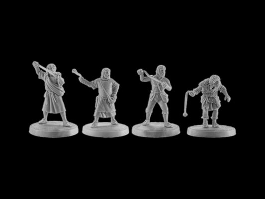 Set of 4  Irish warriors with slingers. 28 mm Miniatures (Set #7)